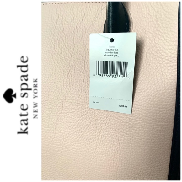 NWT Kate Spade genuine leather tote blush black - Picture 5 of 10